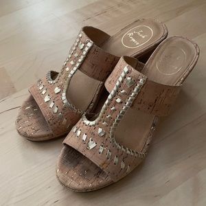 Jack Rogers Cork Gold Wedge size 9